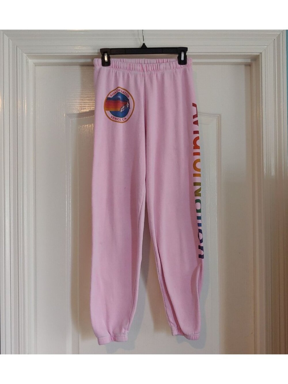 Aviator Nation Venice CA Pink Fleece Joggers West Coast Loungewear Streetwear XS